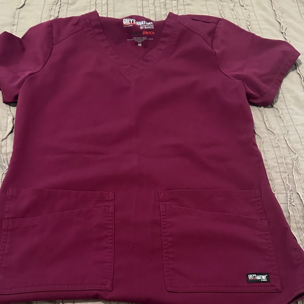 Grey's Anatomy Maroon Scrub Top